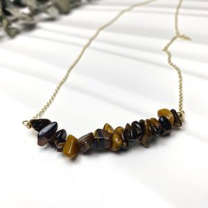 Yellow Tiger Eye gold plated necklace